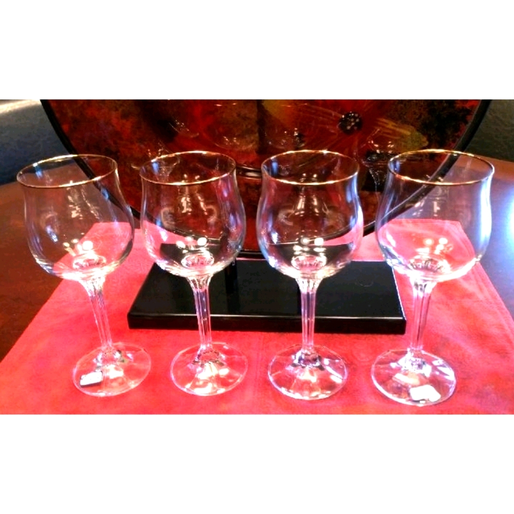 Crystalex-Bohemia Crystal Gold Rim Wine Glasses-4